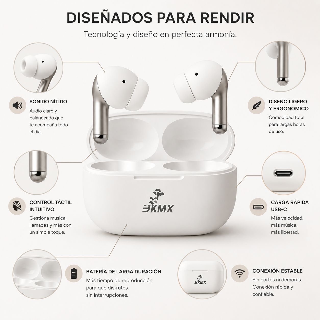 Audífonos Inalámbricos Metálicos JKMX