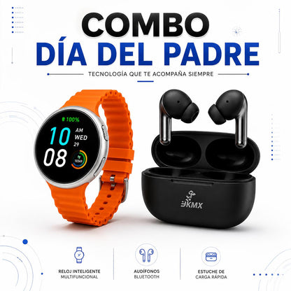 Combo Dia del Padre | Reloj Smartwatch T-900 AMOLED  + Audífonos bluetooth Metalicos
