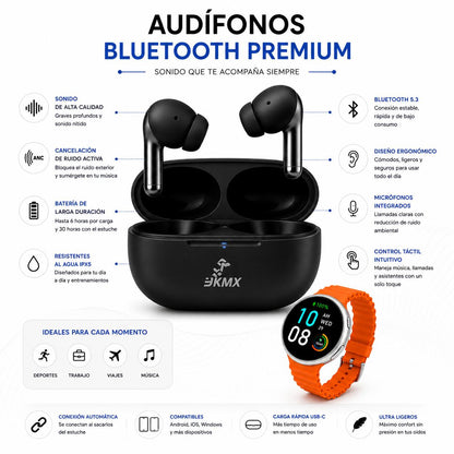 Combo Dia del Padre | Reloj Smartwatch T-900 AMOLED  + Audífonos bluetooth Metalicos