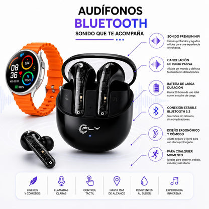 Combo Edicion Dia del Padre | Smartwatch T-900 AMOLED + Audífonos Inalambricos F180