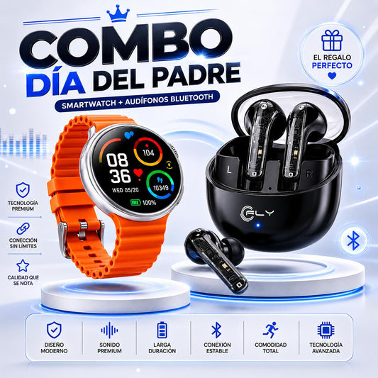 Combo Edicion Dia del Padre | Smartwatch T-900 AMOLED + Audífonos Inalambricos F180