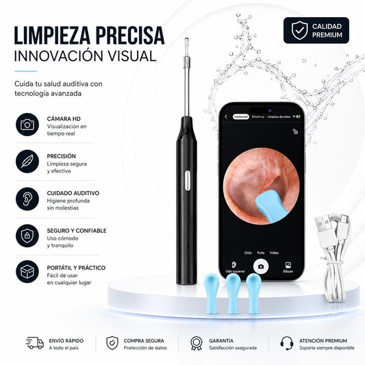 Limpiador de Oídos Inteligente con Cámara HD WiFi Recargable
