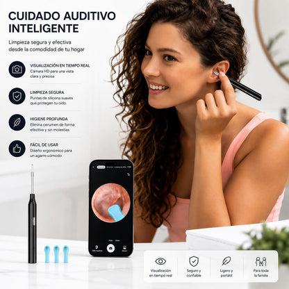 Limpiador de Oídos Inteligente con Cámara HD WiFi Recargable