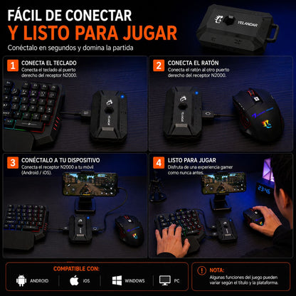 Kit Gamer para Celular 4 en 1 para Android y iPhone con Teclado, Mouse y Adaptador