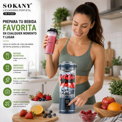 Licuadora Portátil Recargable SOKANY con 6 Cuchillas