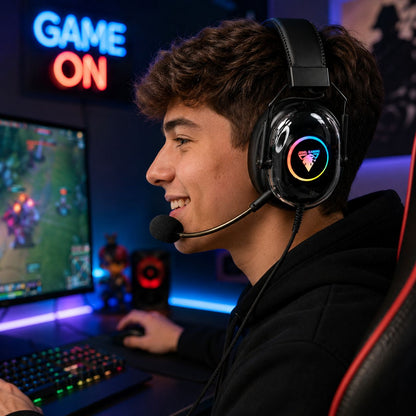 Audífonos Gamer RGB con Micrófono Flexible y Sonido Envolvente