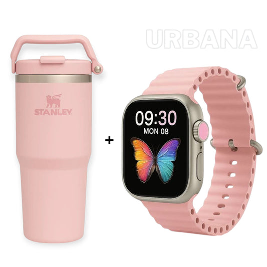 Termo Stanley 30 oz + Reloj ultra rosa