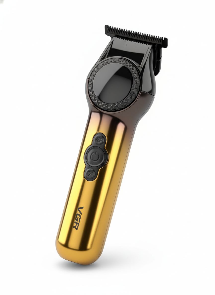 Patillera Profesional VGR V-990 Dorada – Máquina de Barbería con Pantalla Digital y Cuchilla T