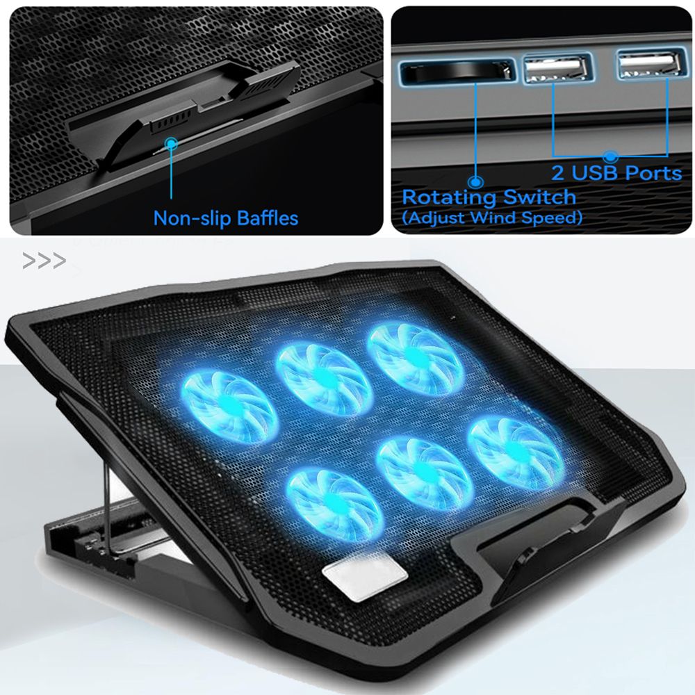 Base Refrigerante Ajustable para Portátil con 6 Ventiladores