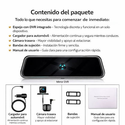 Espejo Retrovisor Táctil 10” + Cámara Trasera HD