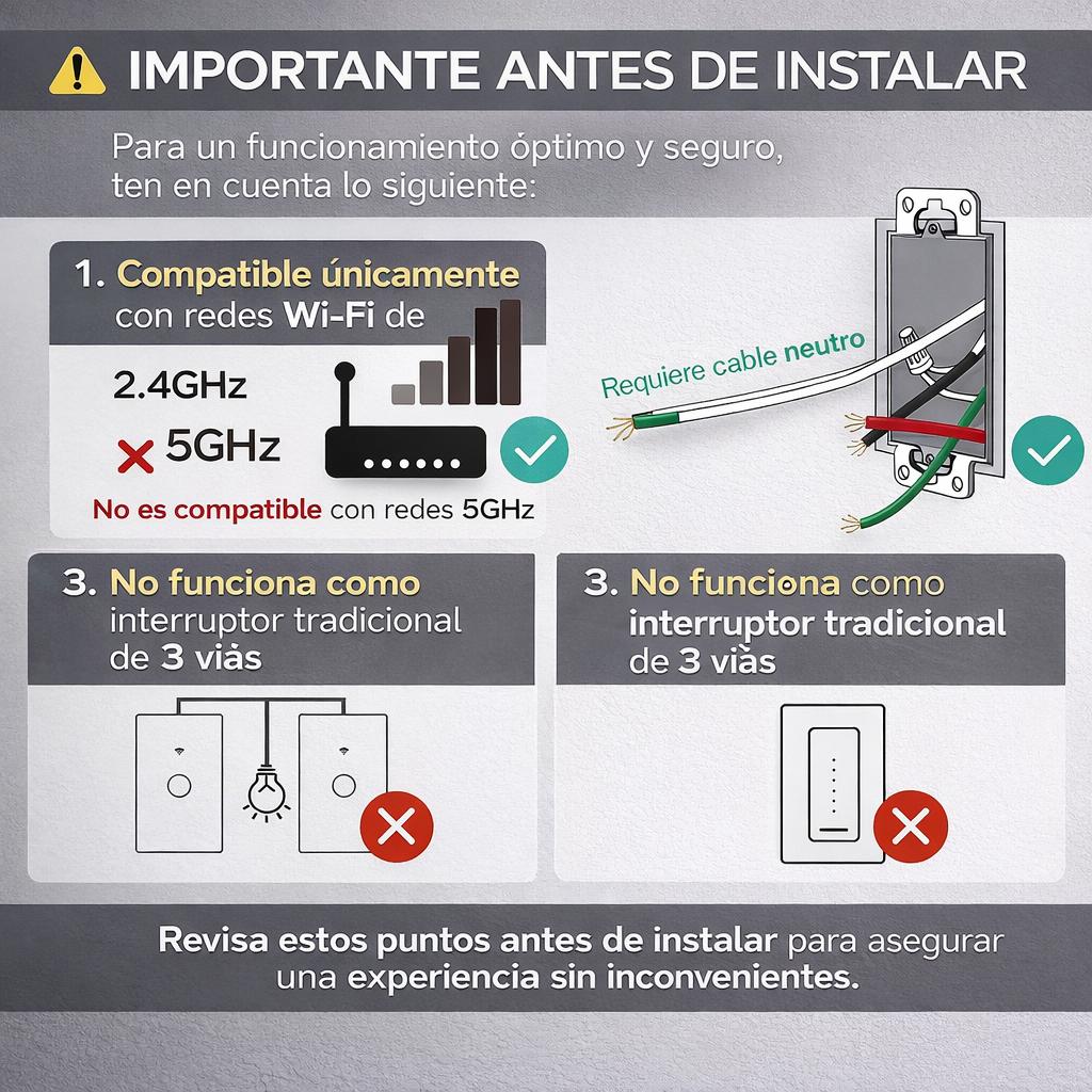 Interruptor WiFi Inteligente Táctil Vidrio Negro