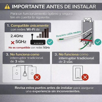 Interruptor WiFi Inteligente Táctil Vidrio Negro