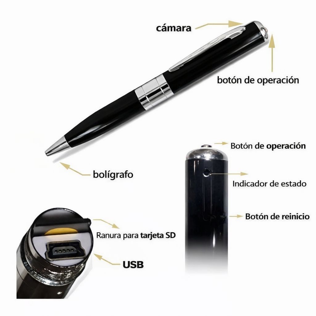 Bolígrafo con Cámara Integrada y Conexión USB
