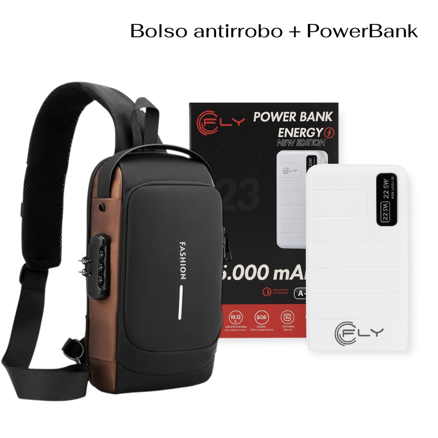 Bolso Antirobo + Power Bank FLY A-220 - 25.000mAh