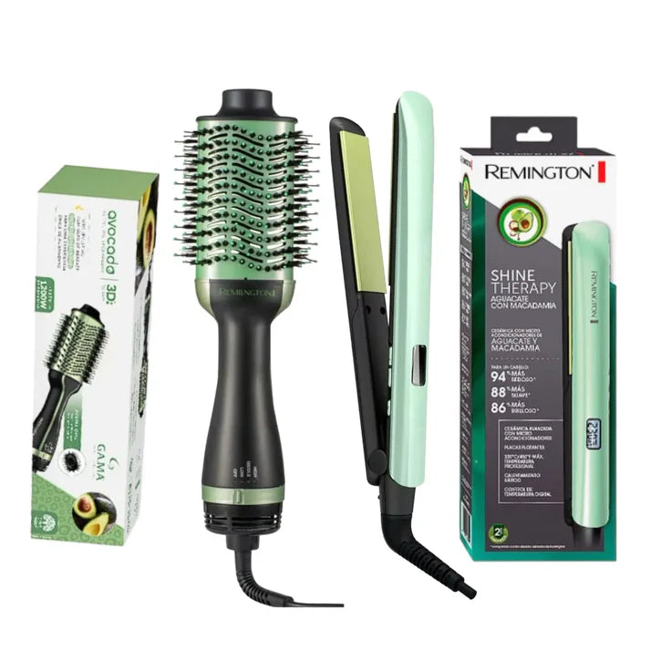 Plancha De Cabello REMINGTON Keratina + Cepillo Secador Keratina 3D
